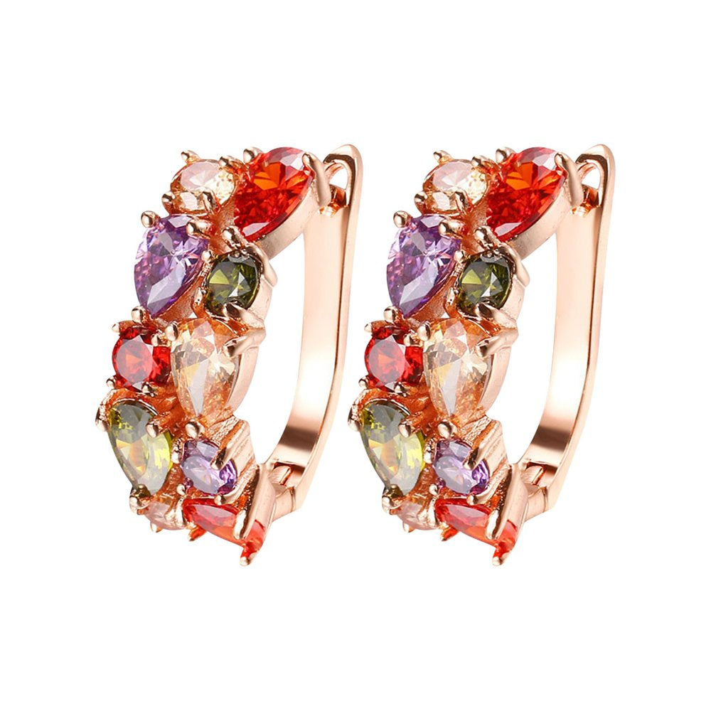 Ladies Fashion Colorful Diamond Stud Earrings Jewelry Mothers Day Gifts on Clearance