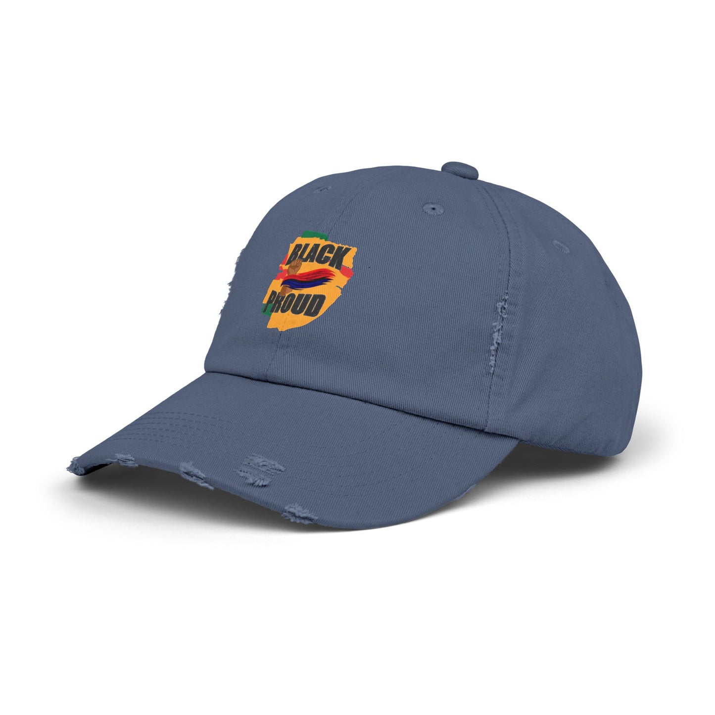 Unisex Distressed Cap with 'Black Proud'