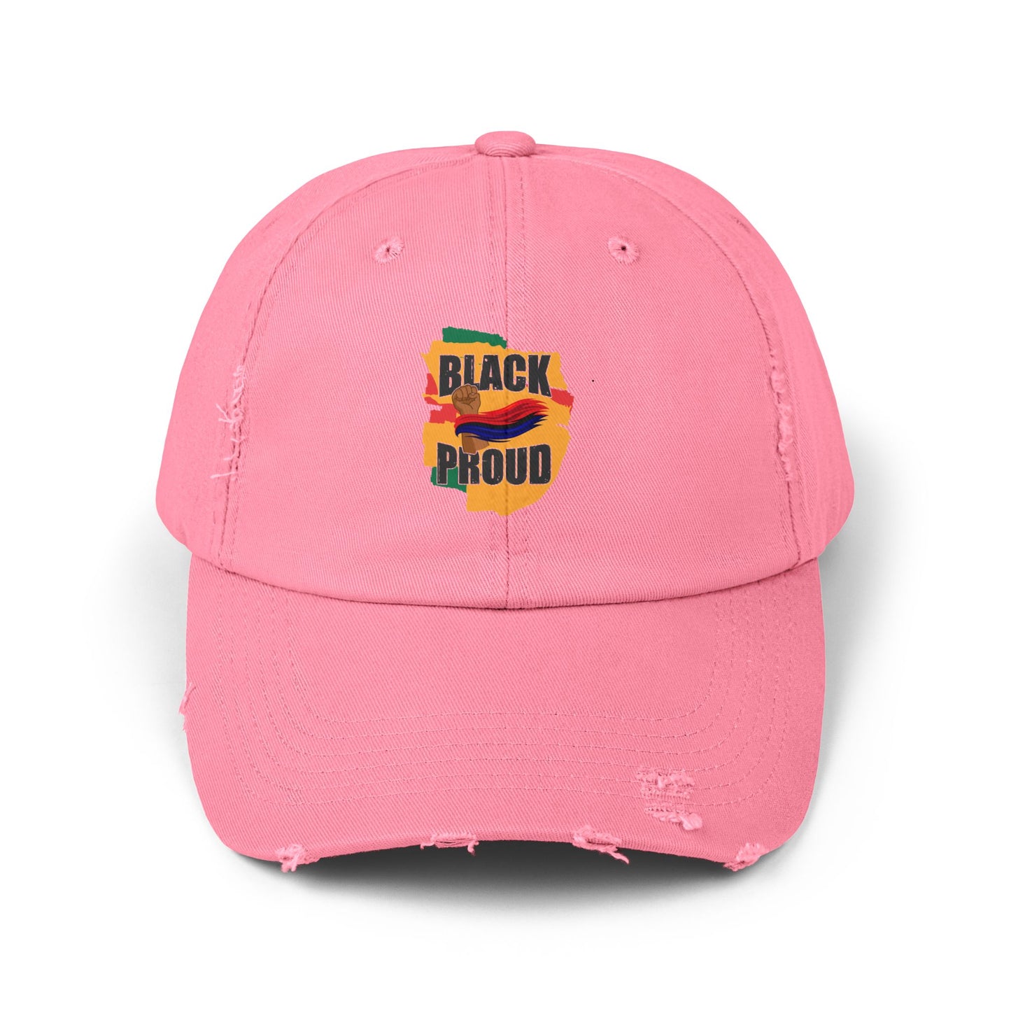 Unisex Distressed Cap with 'Black Proud'