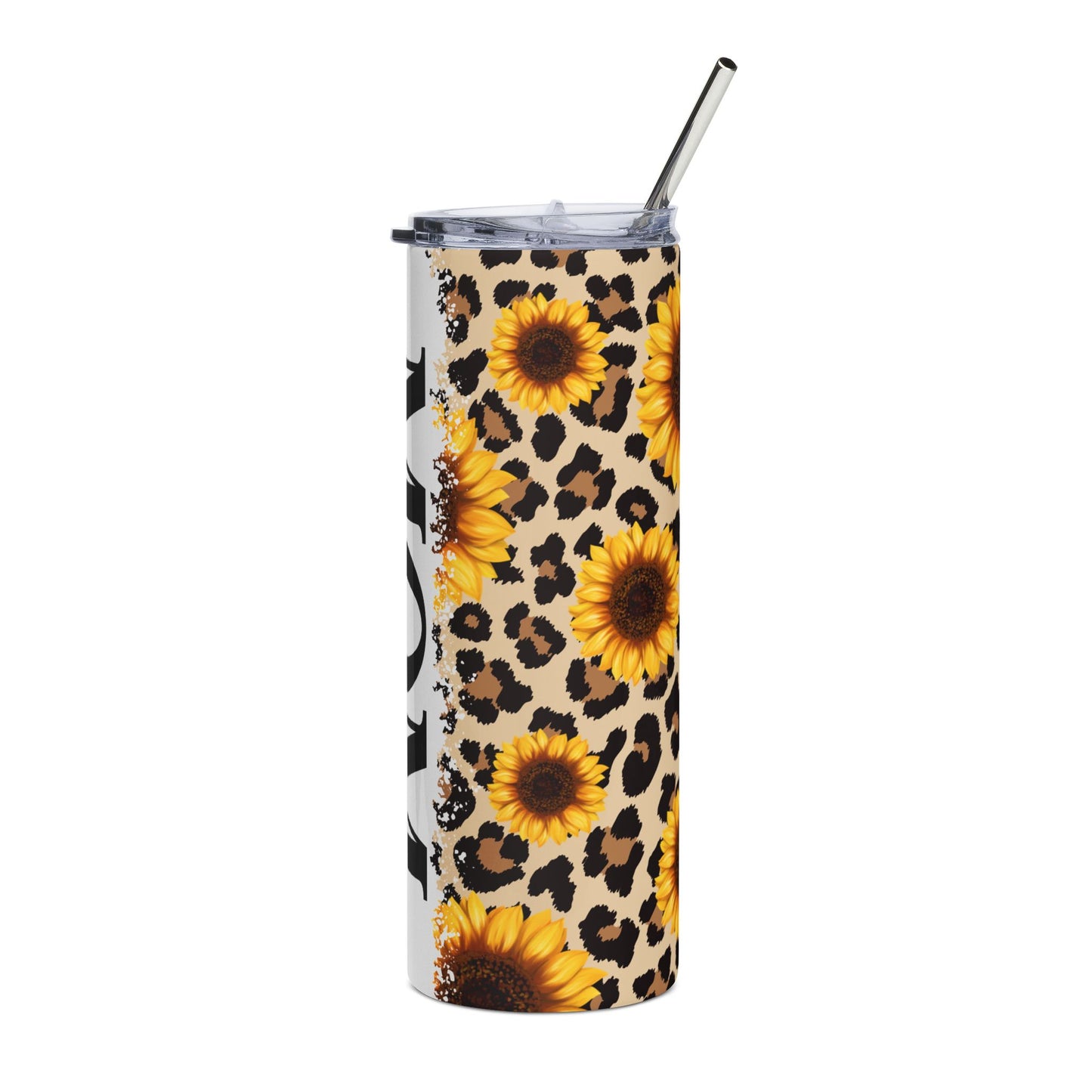 Sunflower Leopard Stainless Steel Tumbler - 20oz