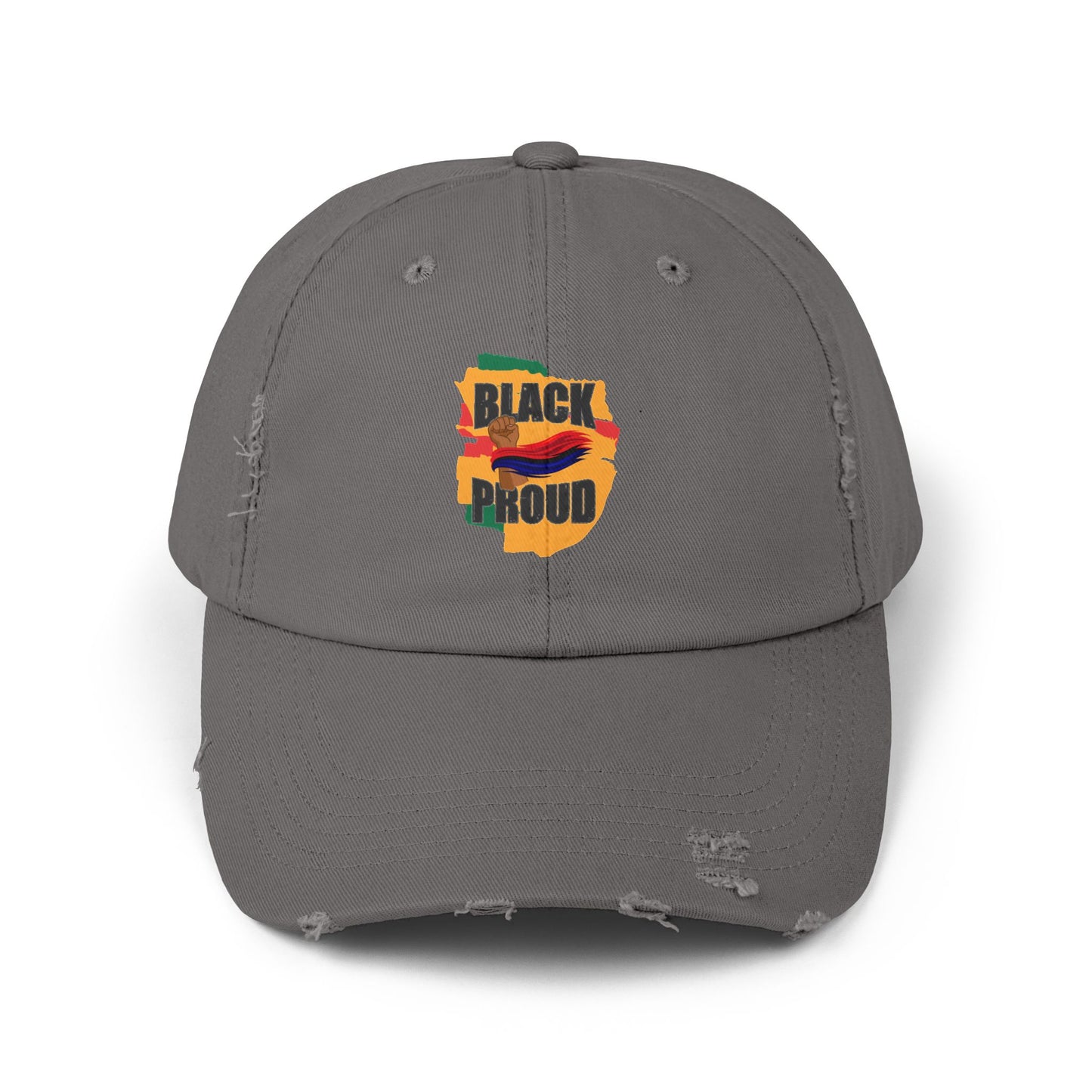 Unisex Distressed Cap with 'Black Proud'