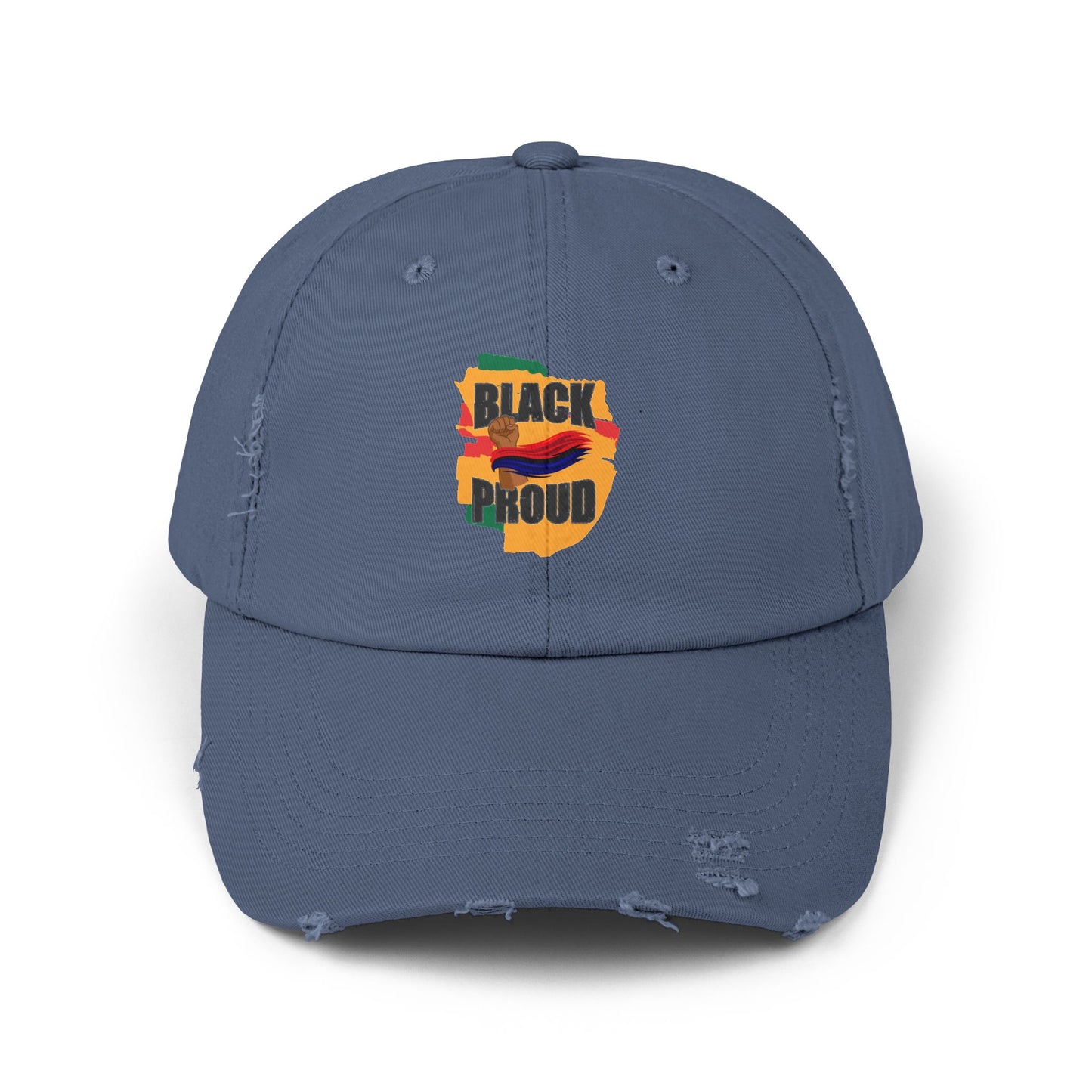 Unisex Distressed Cap with 'Black Proud'