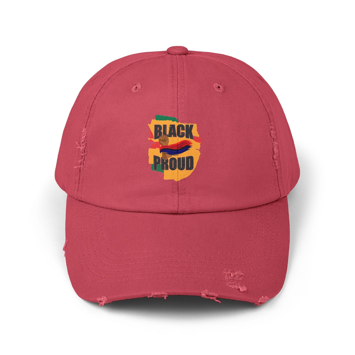 Unisex Distressed Cap with 'Black Proud'
