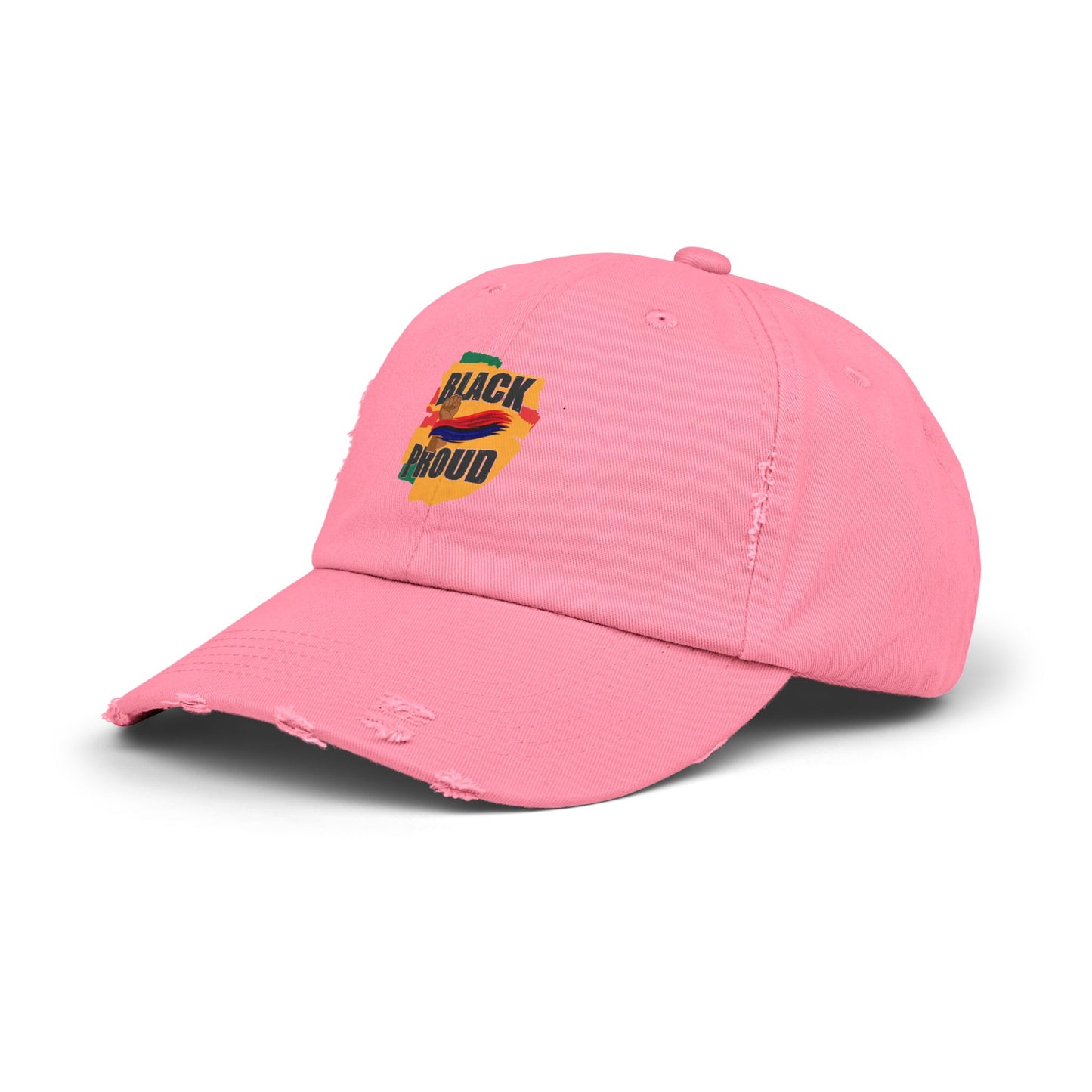 Unisex Distressed Cap with 'Black Proud'