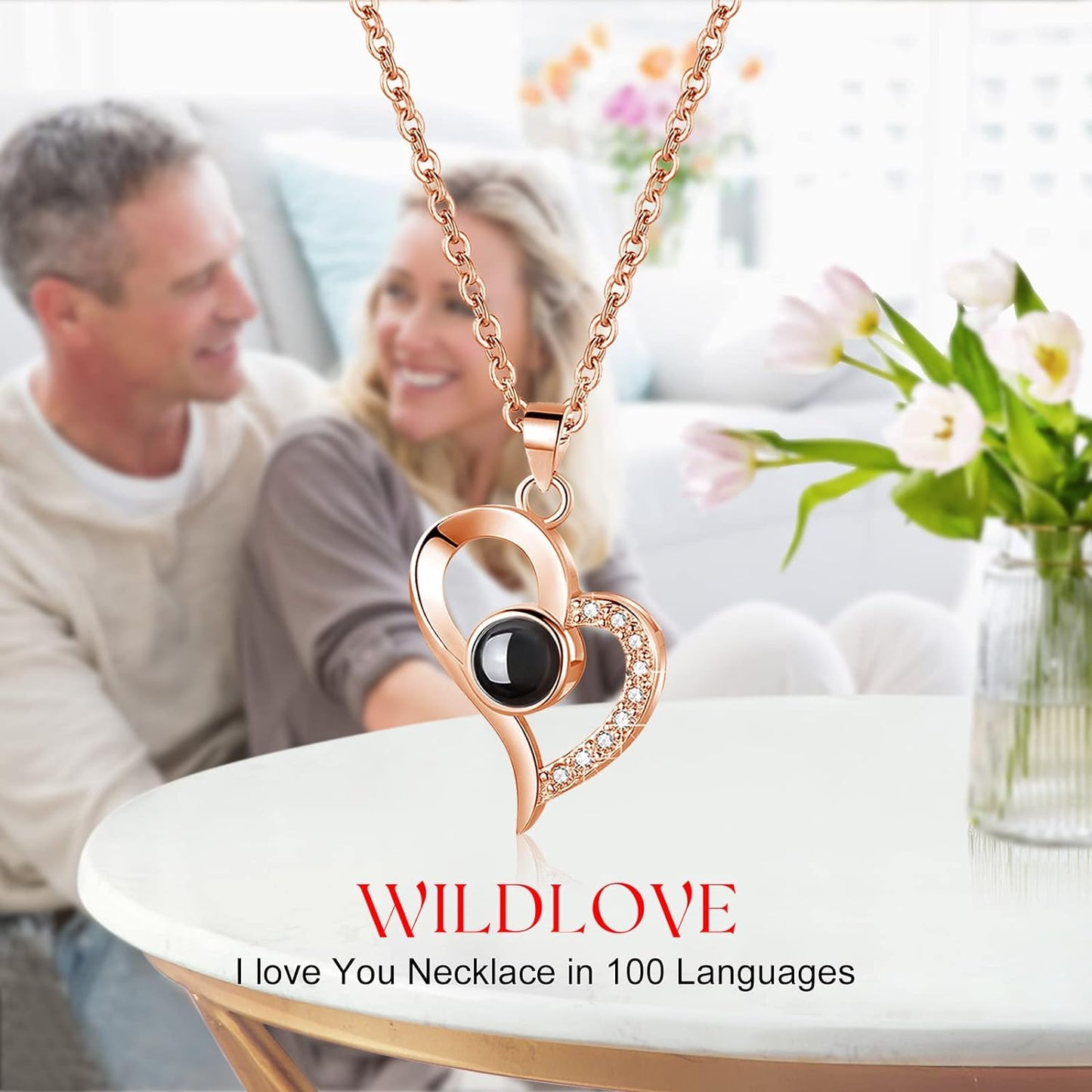 Mothers Day Gifts, Preserved Real Rose with I Love You Necklace, Forever Flowers Rose Gifts for Women, Mom, Wife and Girlfriend, Anniversary Birthday Gifts for Women
