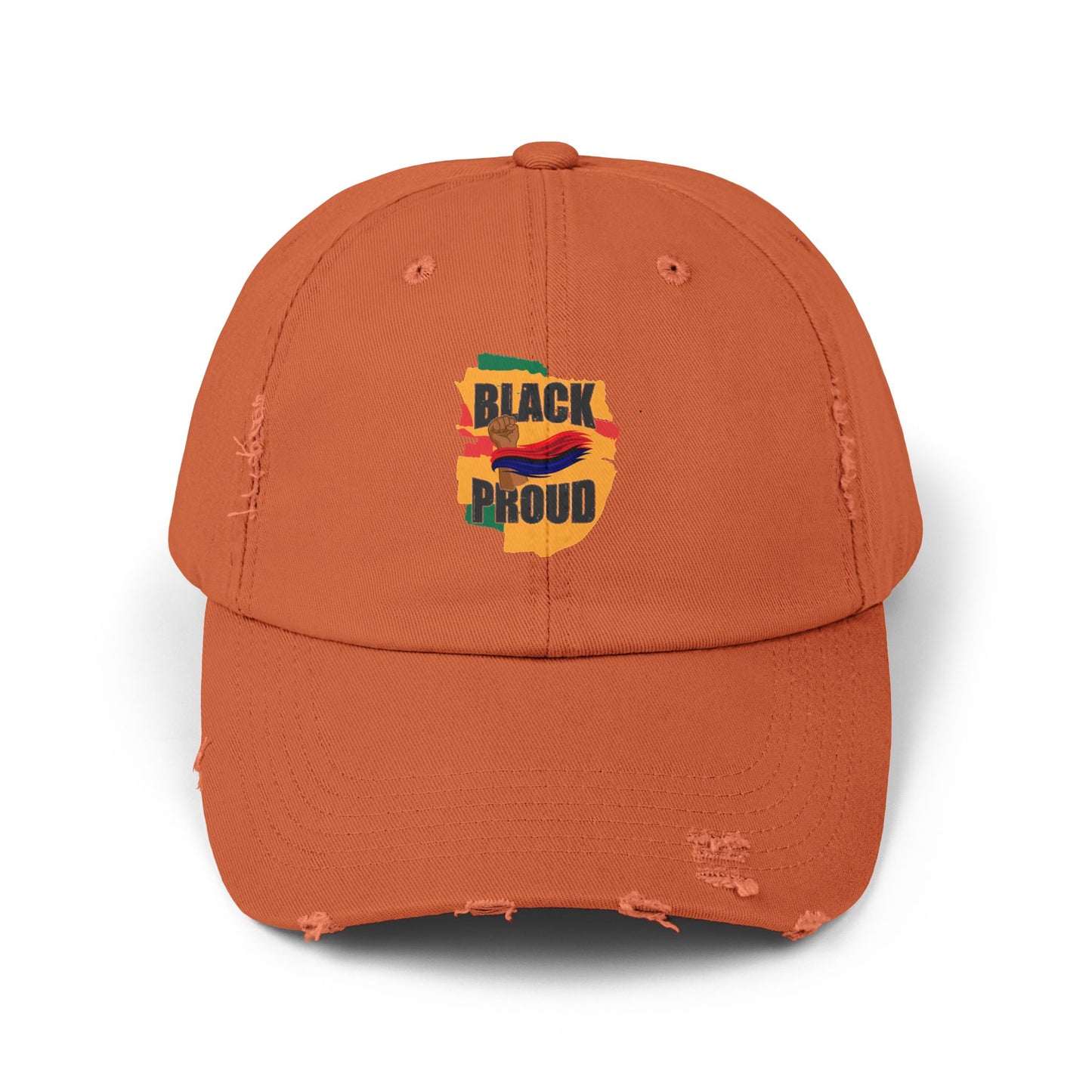 Unisex Distressed Cap with 'Black Proud'