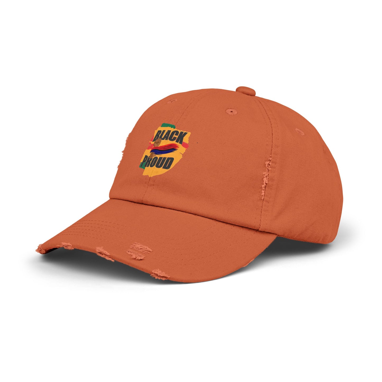 Unisex Distressed Cap with 'Black Proud'