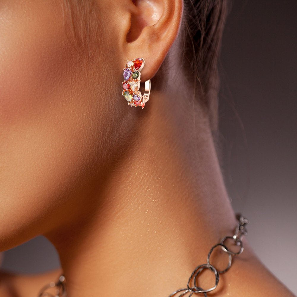 Ladies Fashion Colorful Diamond Stud Earrings Jewelry Mothers Day Gifts on Clearance