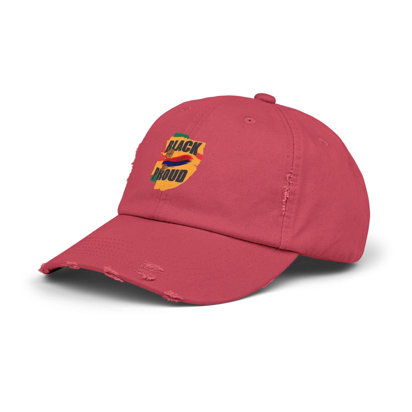 Unisex Distressed Cap with 'Black Proud'
