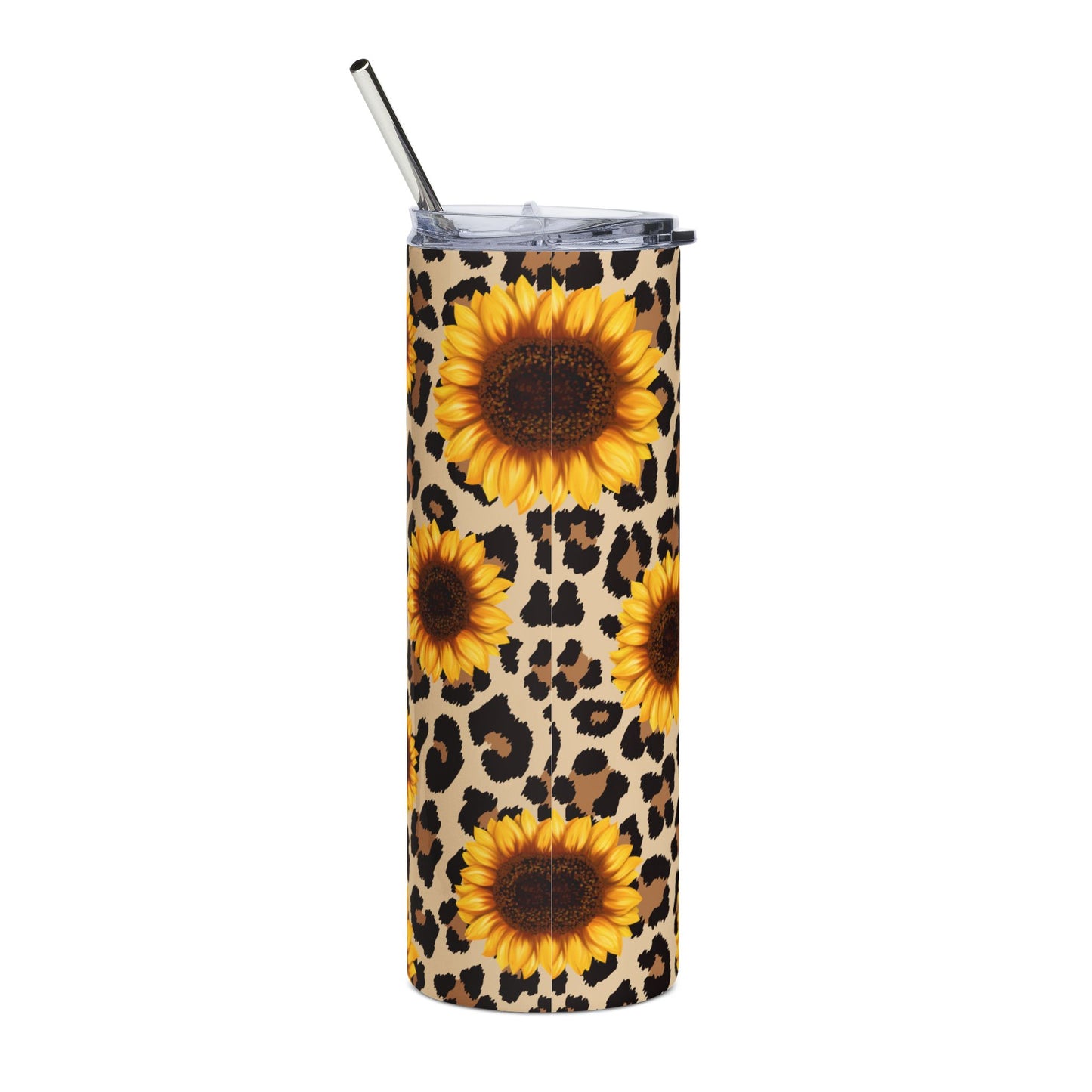 Sunflower Leopard Stainless Steel Tumbler - 20oz