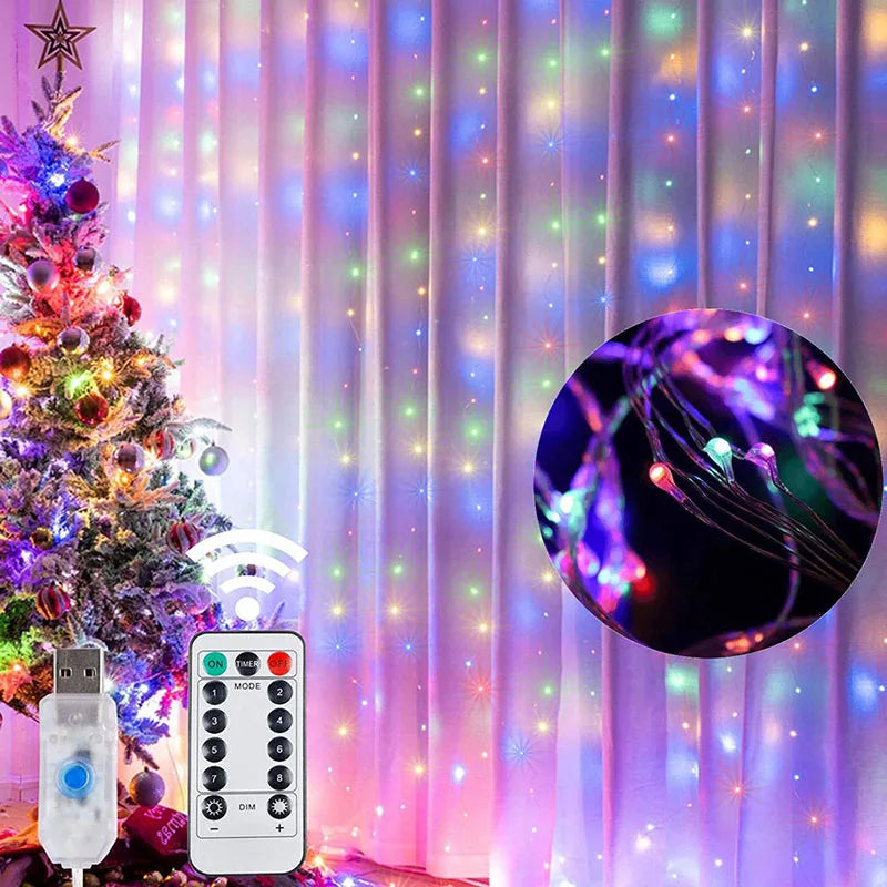Curtain Garland LED Lights W/Remote Control