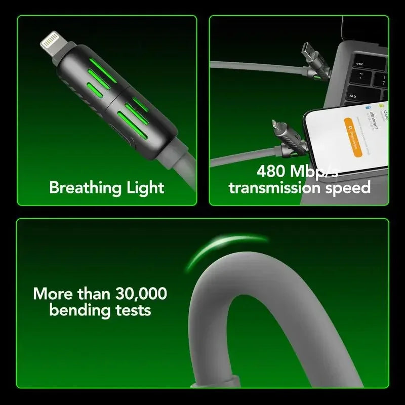 4 in 1 Multi Connectors Charger with Rotating Elbow USB Type C
