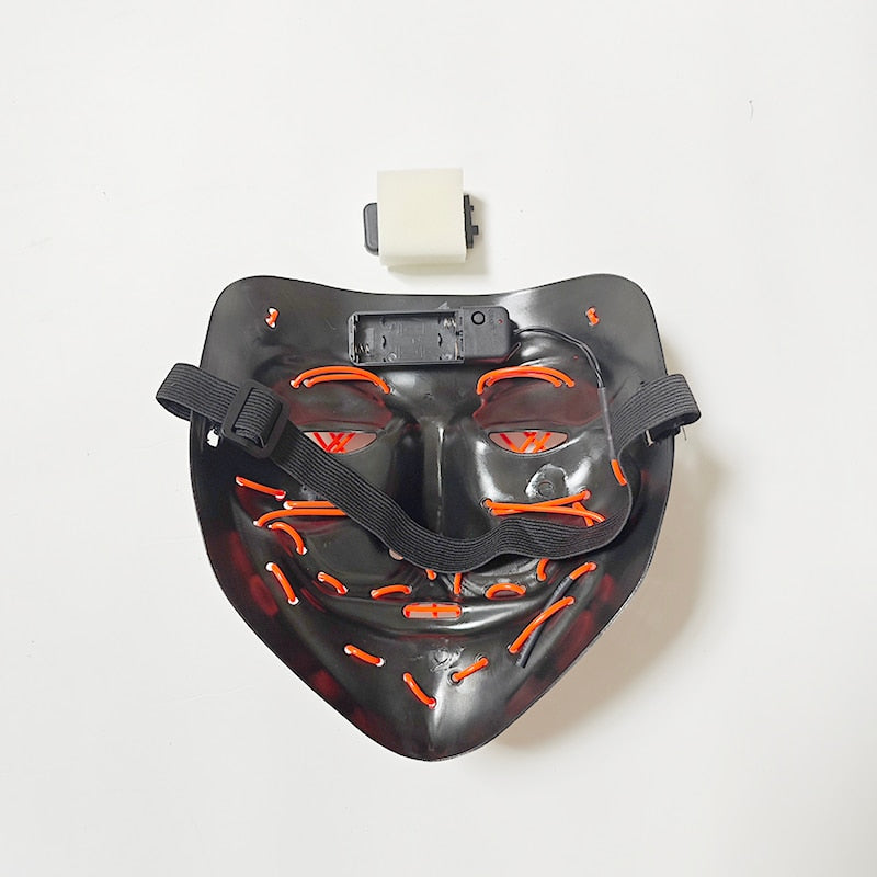 New Design Wireless Type Halloween LED Purge Mask Convenient Headwear Party Mask Neon Light Flashing For Carnival Halloween