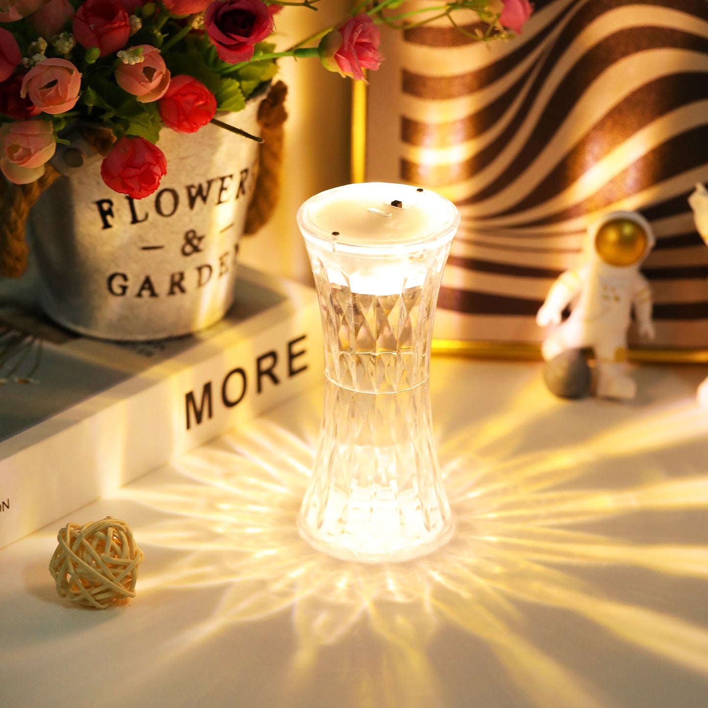 Crystal Clear Rose Petal Table Lamp