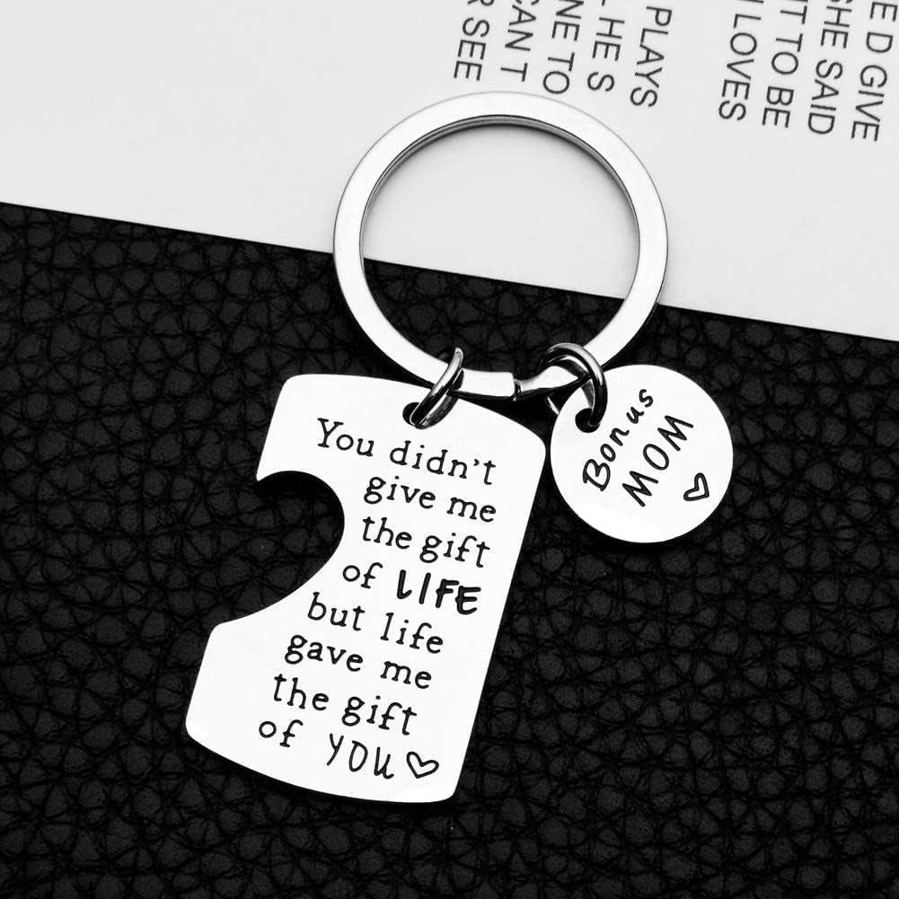 Bonus Mom Gifts Mothers Day Gifts for Step Mom Stepmother Mother in Law Keychain Adoption Appreciation Keychain