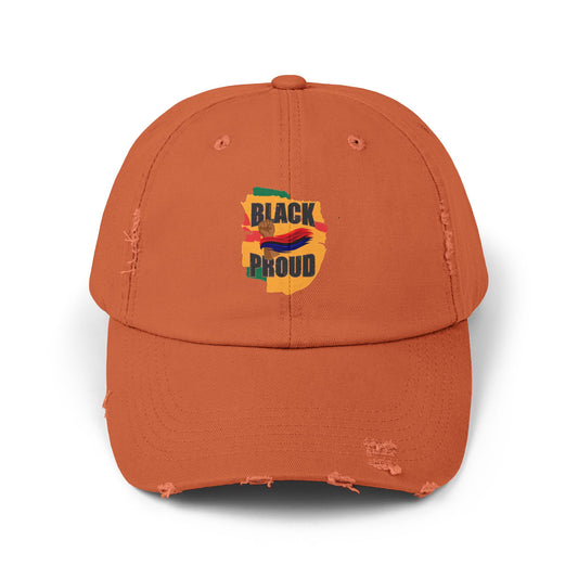 Unisex Distressed Cap with 'Black Proud'