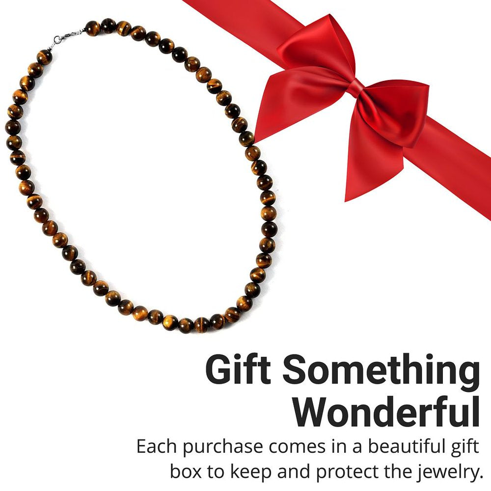 Sterling Silver Tiger Eye Beaded Necklace for Women Crystal Jewelry 18" Ct 185 Birthday Mothers Day Gifts for Mom