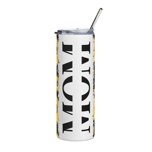 Black Floral Sunflower Tumbler
