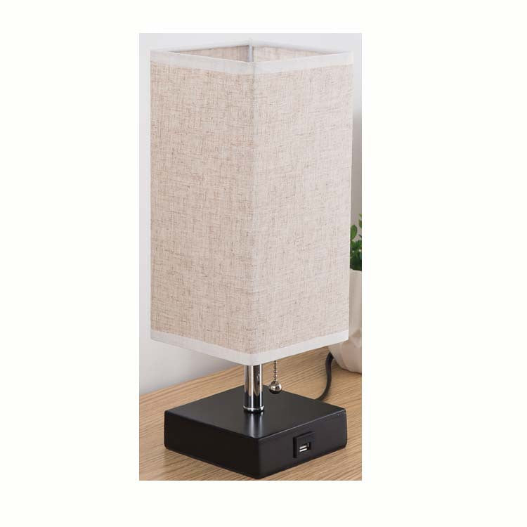 Linen square table lamp