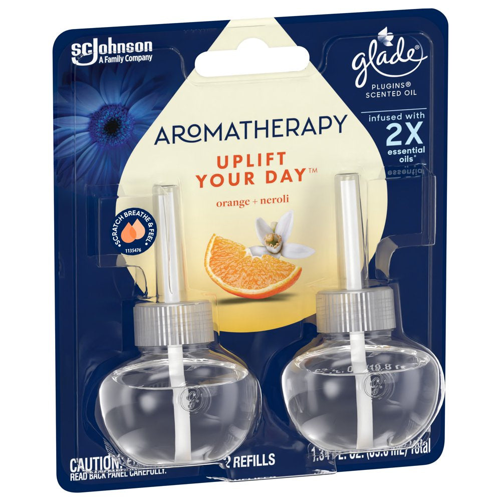 Aromatherapy Plugins Air Freshener Refills, Mothers Day Gifts, Uplift Your Day Scent with Notes of Orange and Neroli, Fragrance Infused with Essential Oils, 2 X 0.67 Oz (19.8 Ml)