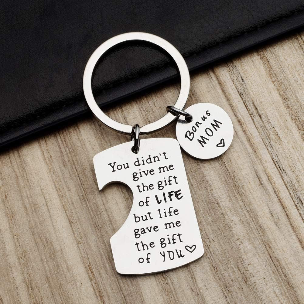 Bonus Mom Gifts Mothers Day Gifts for Step Mom Stepmother Mother in Law Keychain Adoption Appreciation Keychain