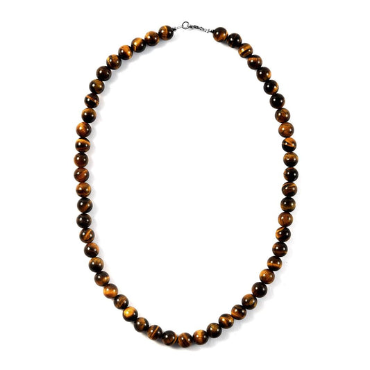 Sterling Silver Tiger Eye Beaded Necklace for Women Crystal Jewelry 18" Ct 185 Birthday Mothers Day Gifts for Mom