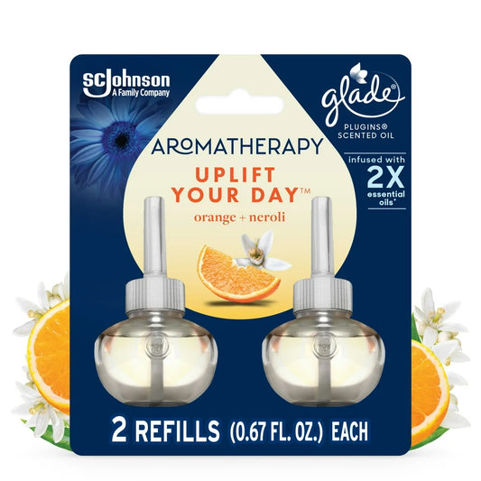 Aromatherapy Plugins Air Freshener Refills, Mothers Day Gifts, Uplift Your Day Scent with Notes of Orange and Neroli, Fragrance Infused with Essential Oils, 2 X 0.67 Oz (19.8 Ml)