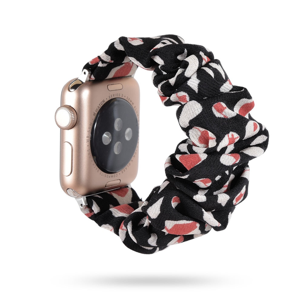 Stylish elastic scrunchie apple watch band Series 5 4 3 2 band 38mm 40mm 42mm 44mm