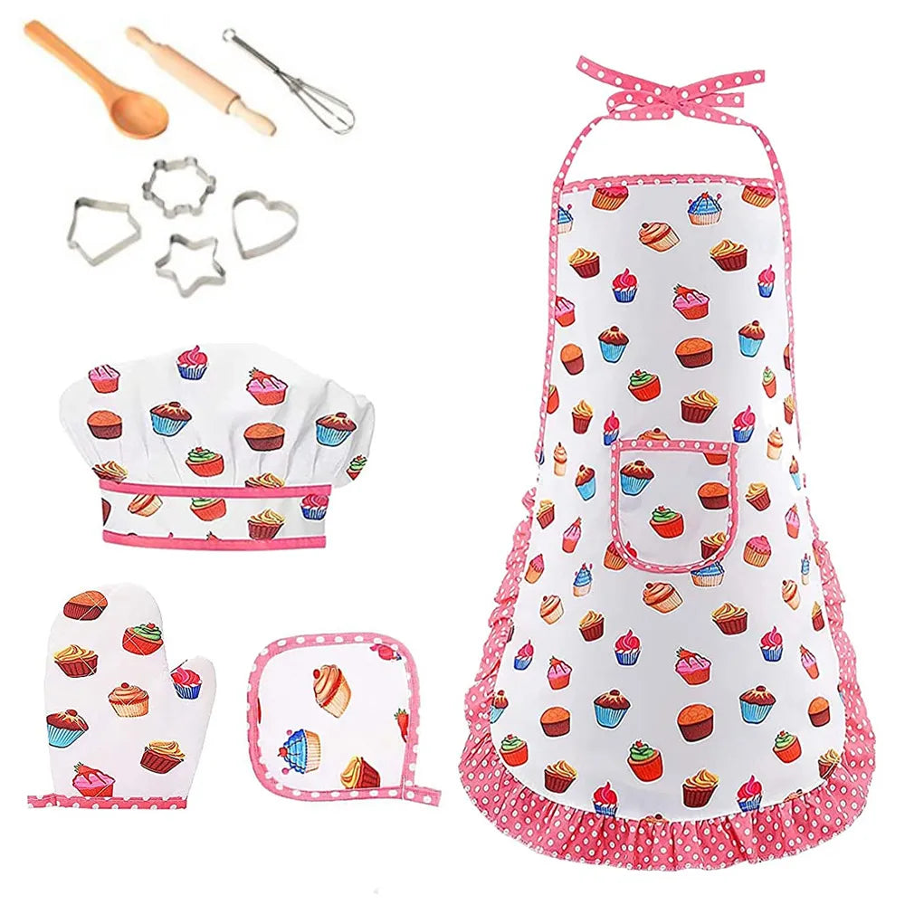 4/11Pcs Kids Cooking Apron Set