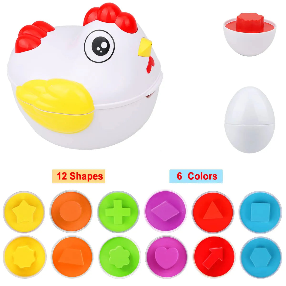 12 Matching Baby Toy Eggs