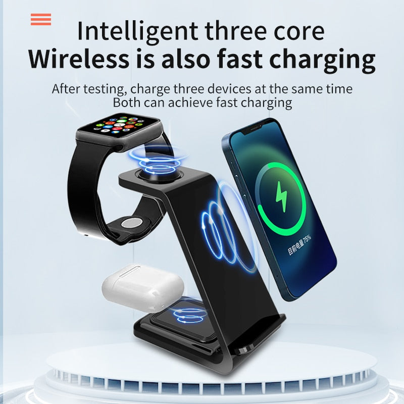 3 in 1 Wireless Charger Stand Fast Charging Dock Station