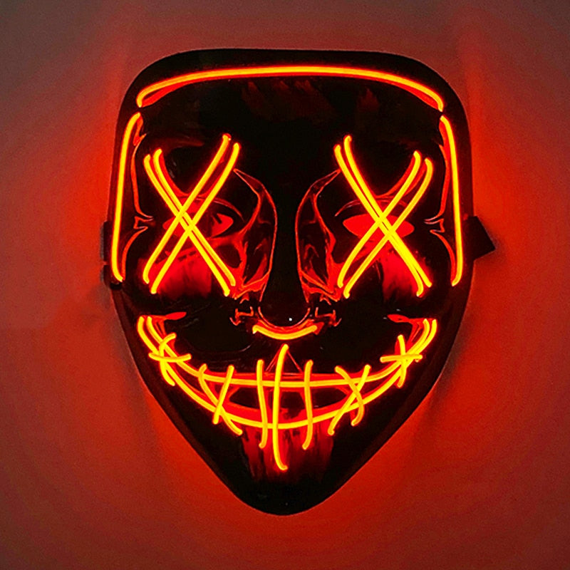 New Design Wireless Type Halloween LED Purge Mask Convenient Headwear Party Mask Neon  Light Flashing For Carnival Halloween