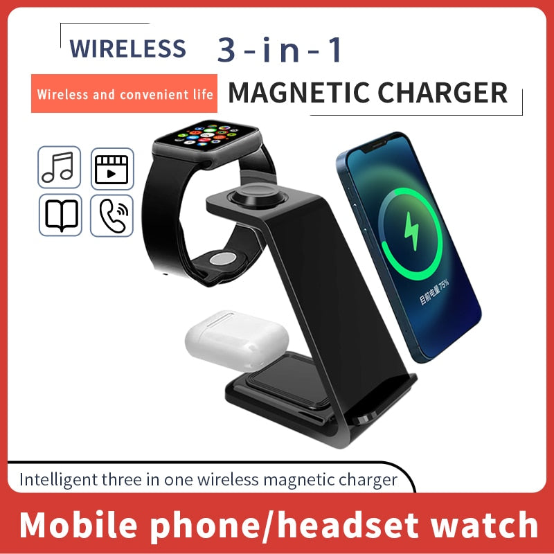 3 in 1 Wireless Charger Stand Fast Charging Dock Station