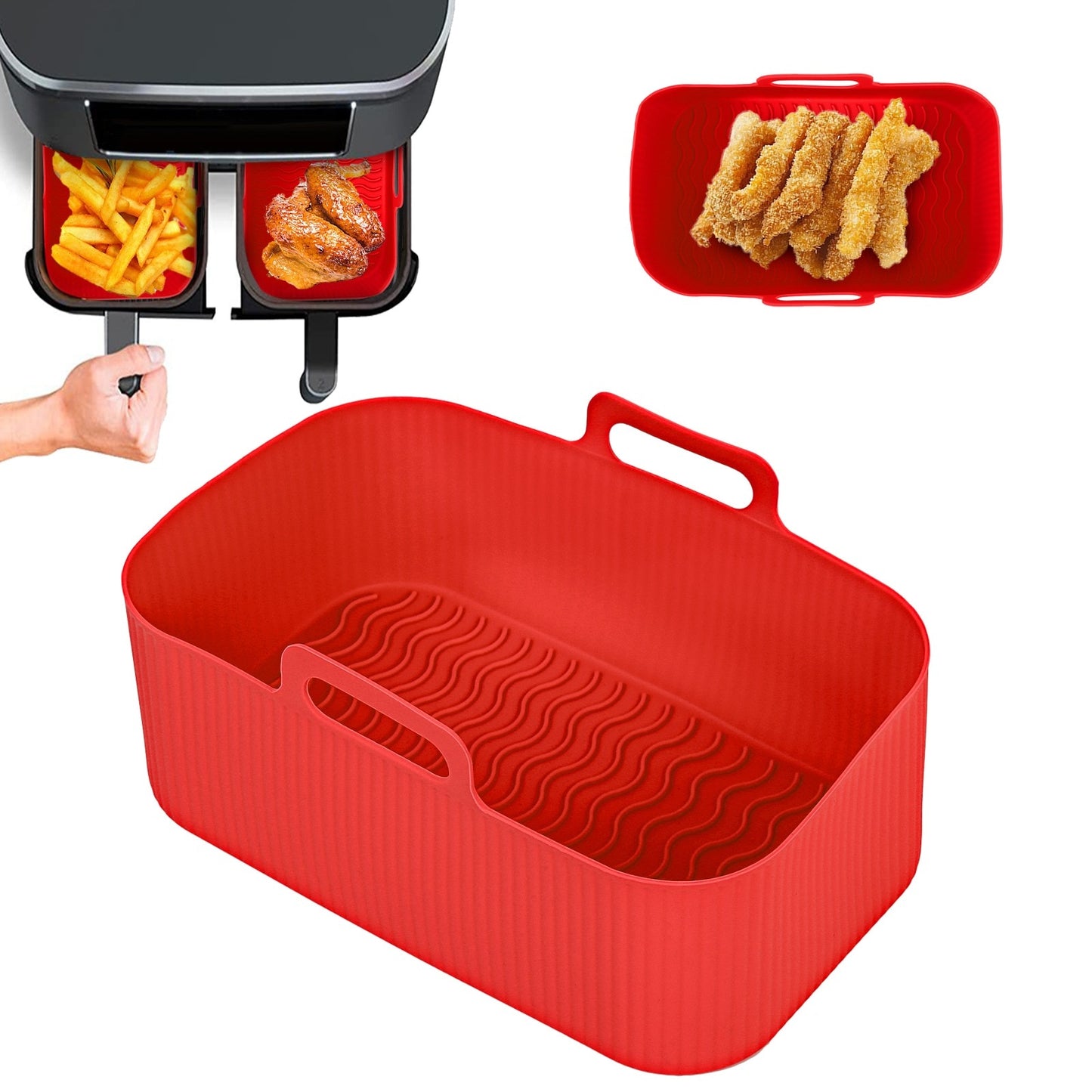 2pcs Air Fryer Rectangle  Silicone Baking Dish