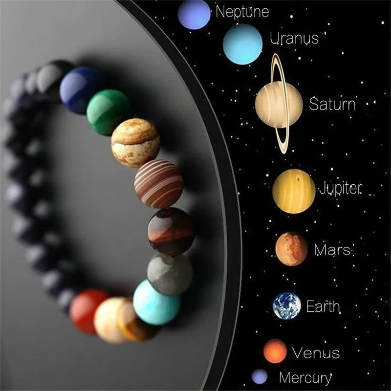 Natural Stone Eight Planets Bead Bracelets