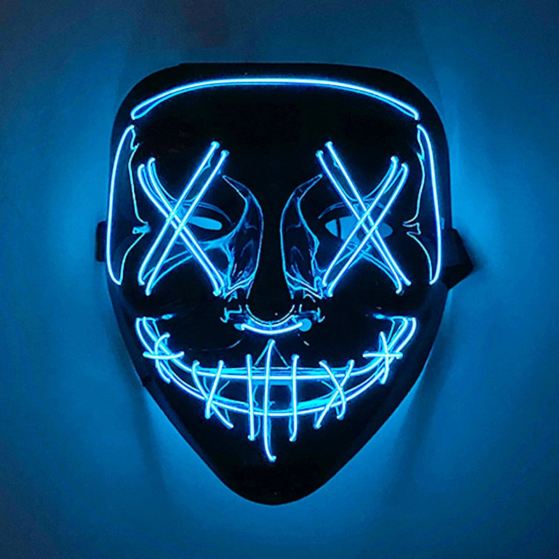 New Design Wireless Type Halloween LED Purge Mask Convenient Headwear Party Mask Neon  Light Flashing For Carnival Halloween