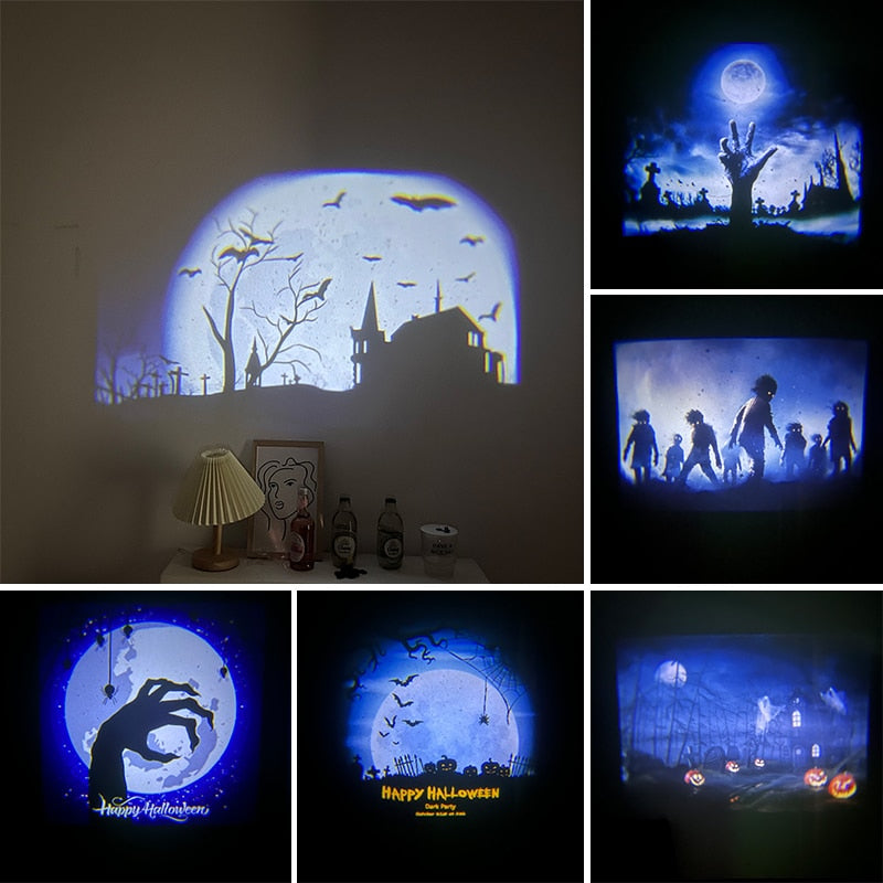 Halloween Wall Projection Lamp Christmas Projector Night Light Party Background Light Photo Prop Party Wall Decorations Supplies