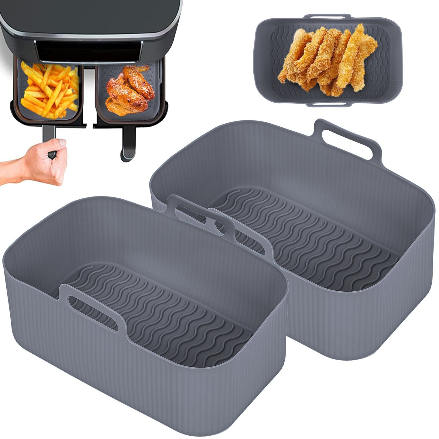 2pcs Air Fryer Rectangle  Silicone Baking Dish