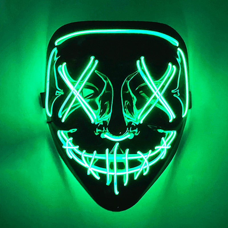 New Design Wireless Type Halloween LED Purge Mask Convenient Headwear Party Mask Neon  Light Flashing For Carnival Halloween