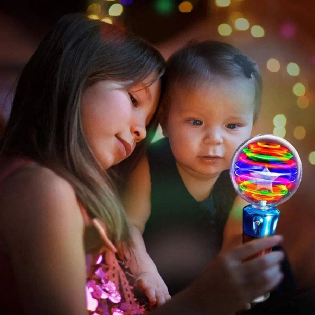 Round Glow Light Up Spinning Ball Wand