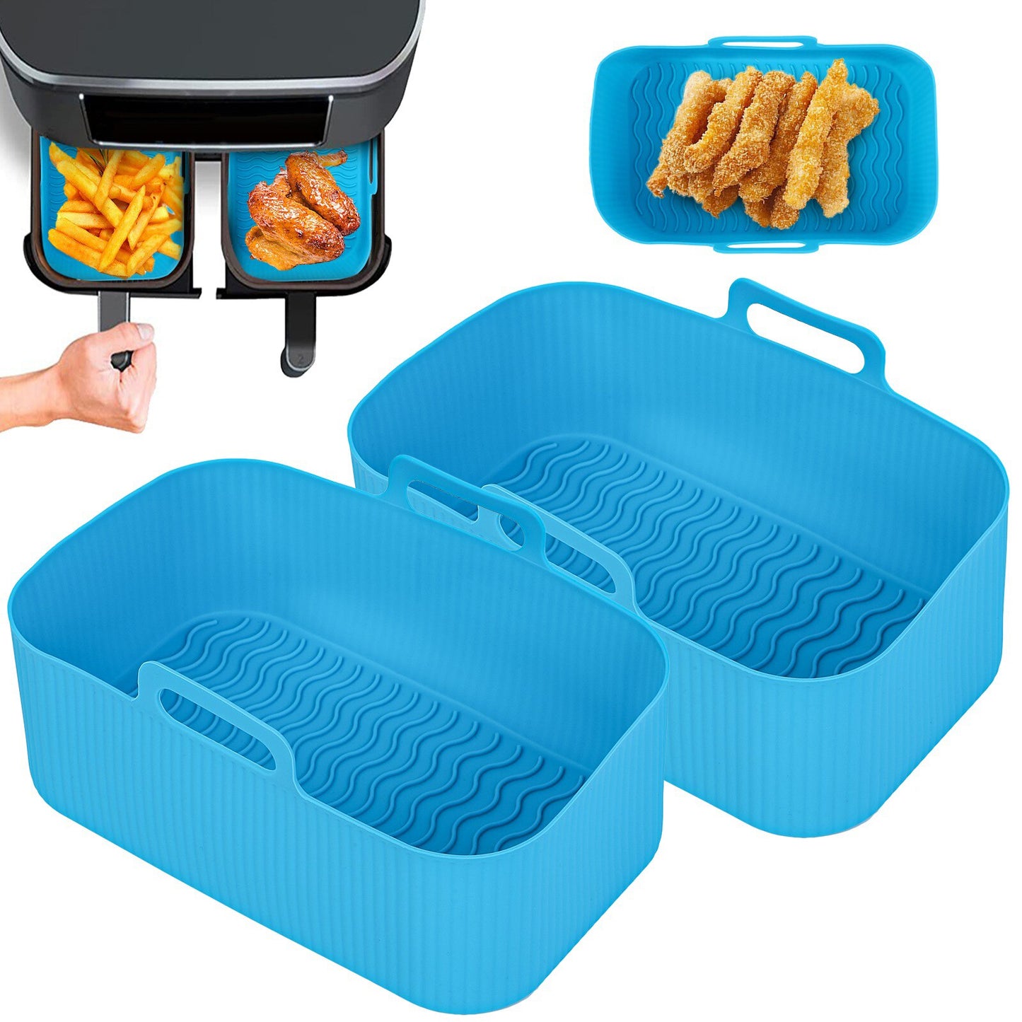 2pcs Air Fryer Rectangle  Silicone Baking Dish