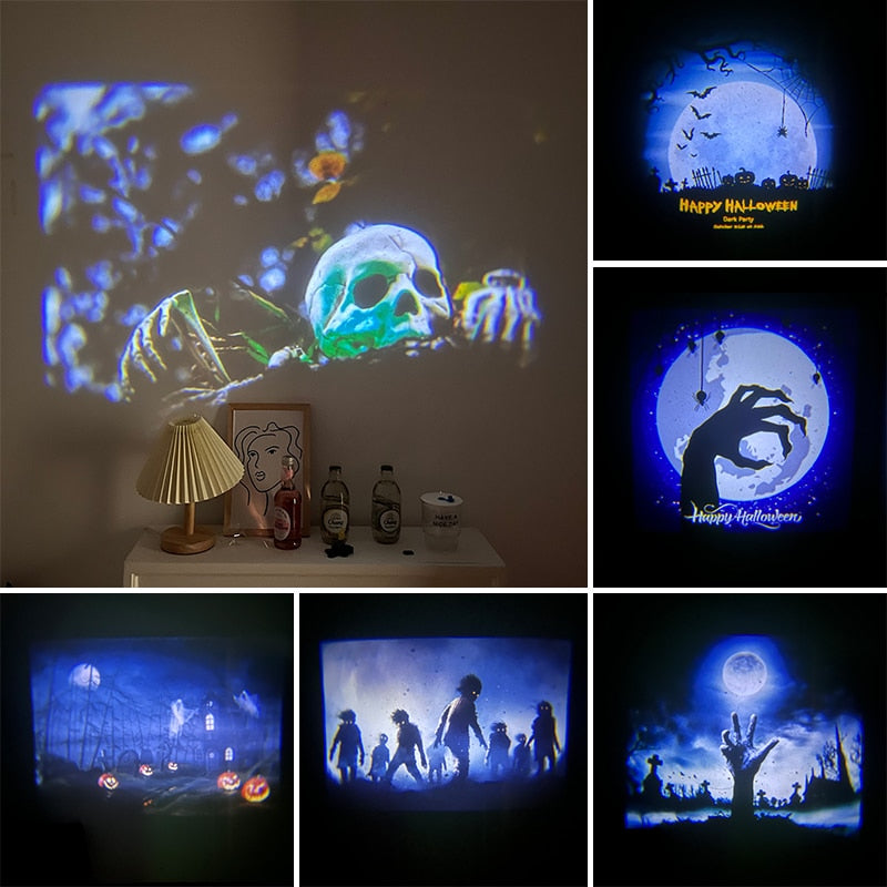 Halloween Wall Projection Lamp Christmas Projector Night Light Party Background Light Photo Prop Party Wall Decorations Supplies