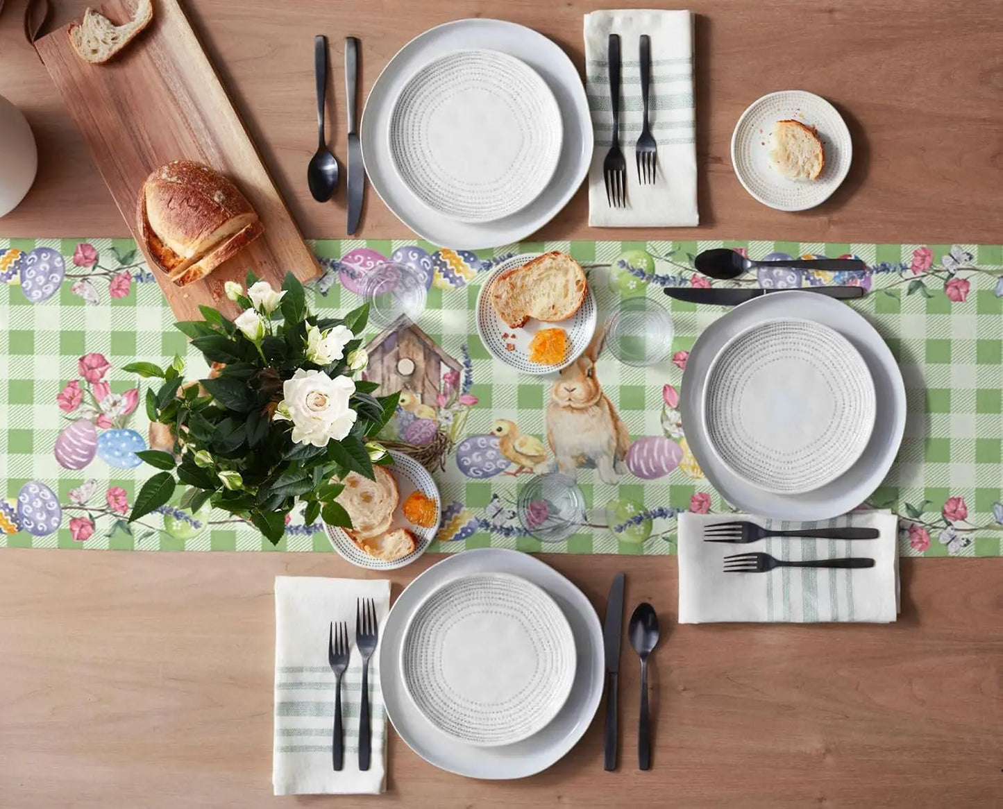 Easter Green Plaid Table Runner