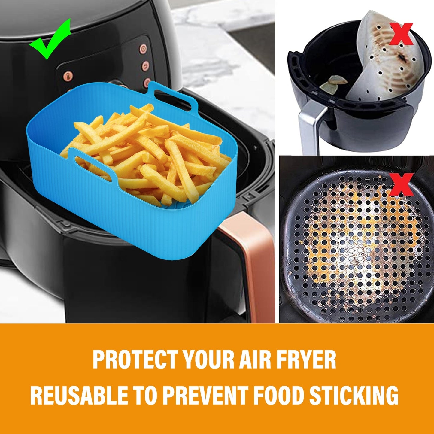 2pcs Air Fryer Rectangle  Silicone Baking Dish