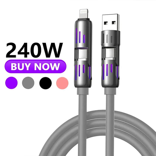 4 in 1 Multi Connectors Charger with Rotating Elbow USB Type C