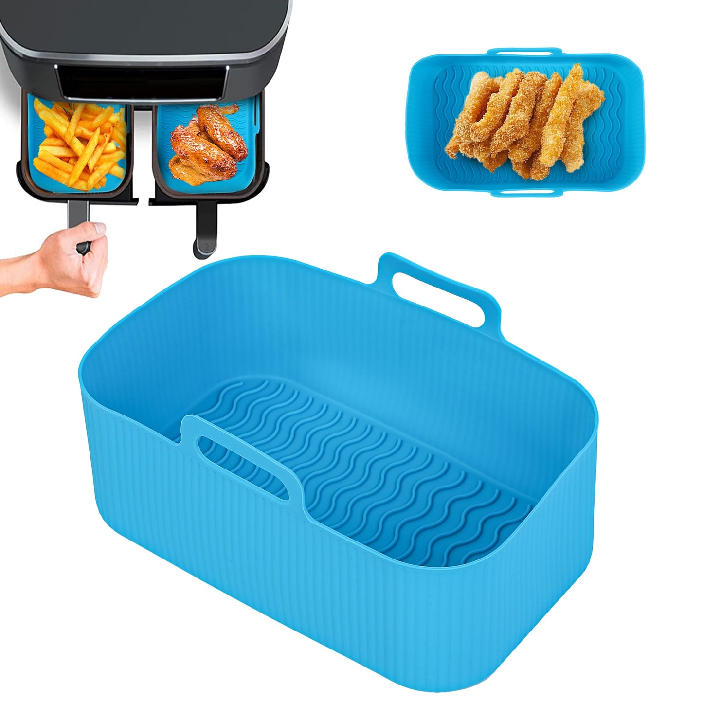 2pcs Air Fryer Rectangle  Silicone Baking Dish