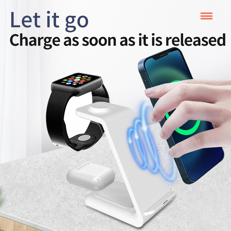 3 in 1 Wireless Charger Stand Fast Charging Dock Station