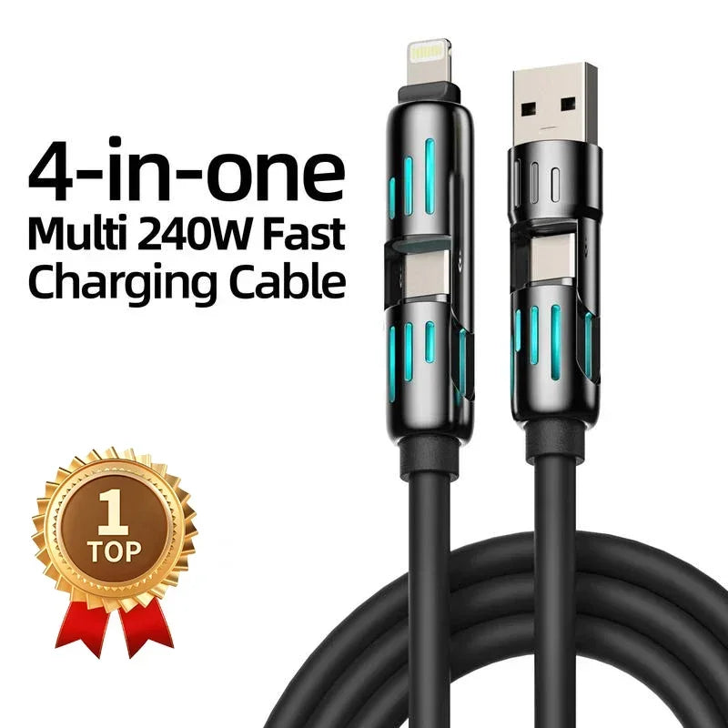4 in 1 Multi Connectors Charger with Rotating Elbow USB Type C
