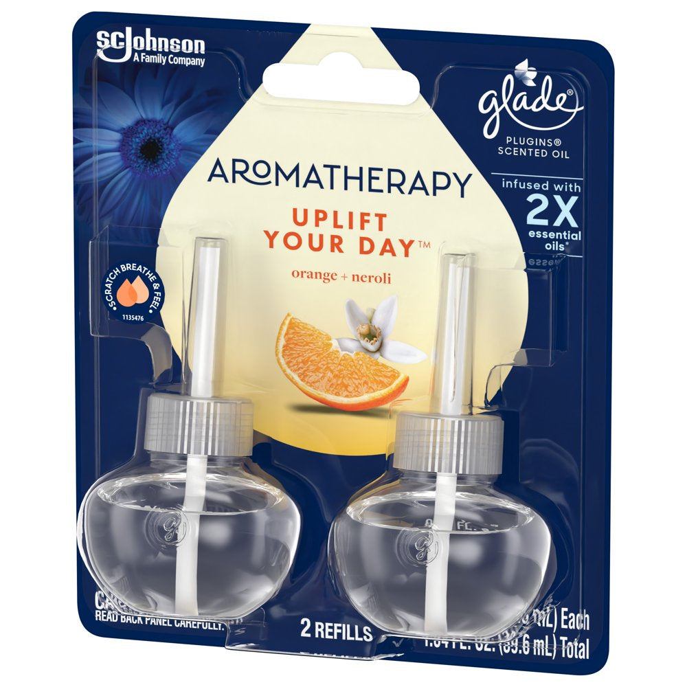 Aromatherapy Plugins Air Freshener Refills, Mothers Day Gifts, Uplift Your Day Scent with Notes of Orange and Neroli, Fragrance Infused with Essential Oils, 2 X 0.67 Oz (19.8 Ml)