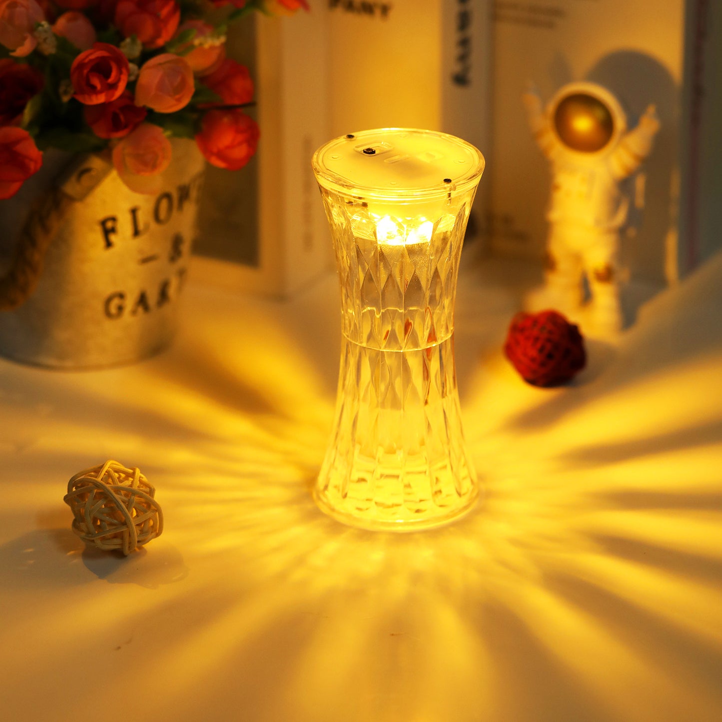 Crystal Clear Rose Petal Table Lamp